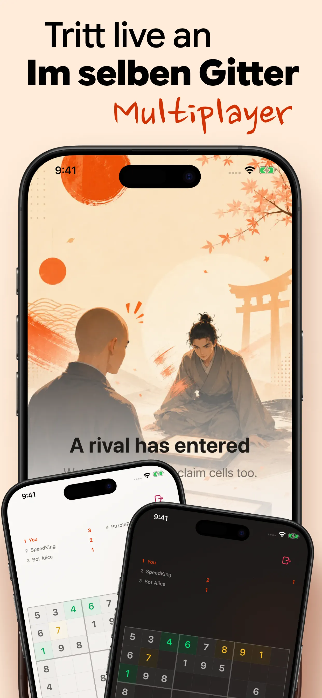 Live im selben Gitter antreten: Multiplayer-Sudoku, bei dem sich ein Gegner Felder im gemeinsamen Gitter sichert