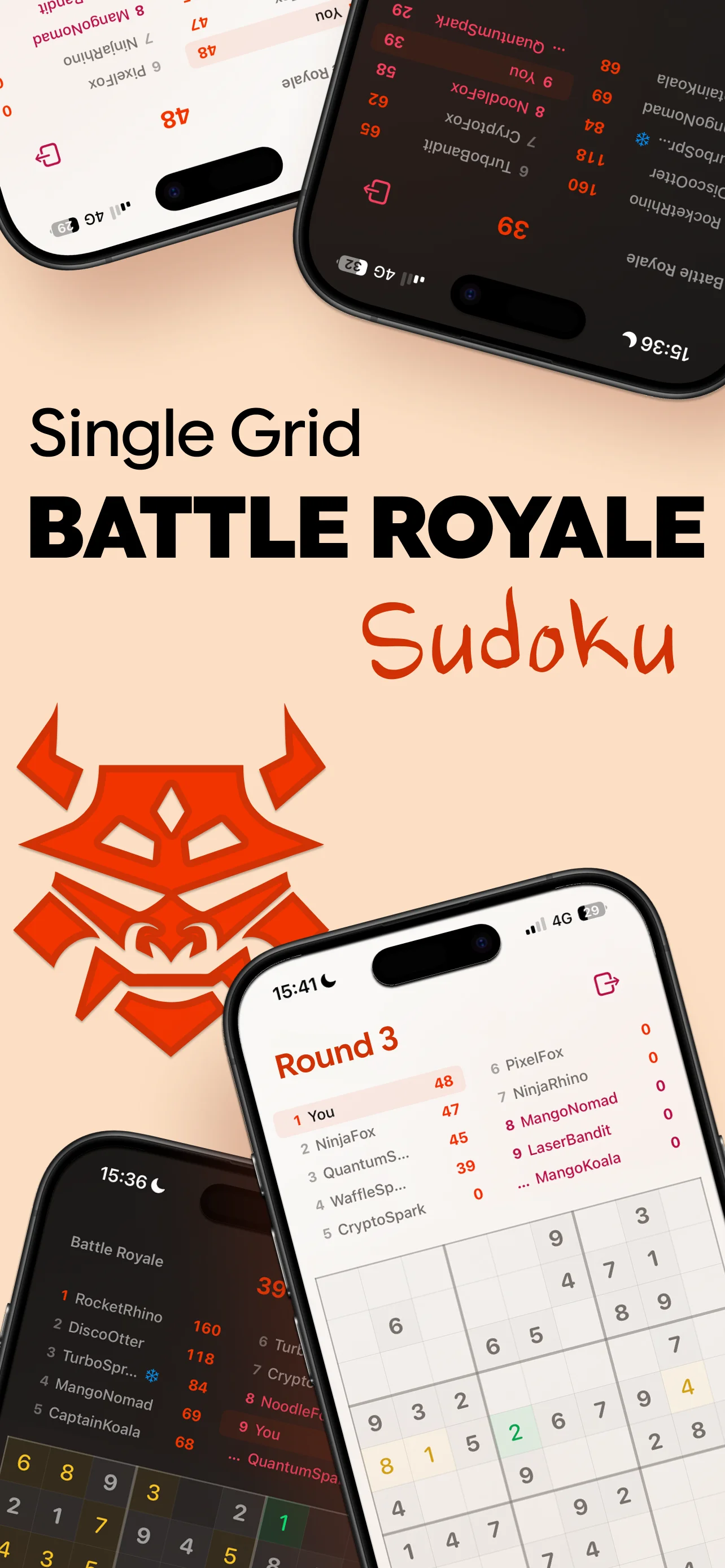 Multiplayer battle royale sudoku — players compete on a single shared grid in real time